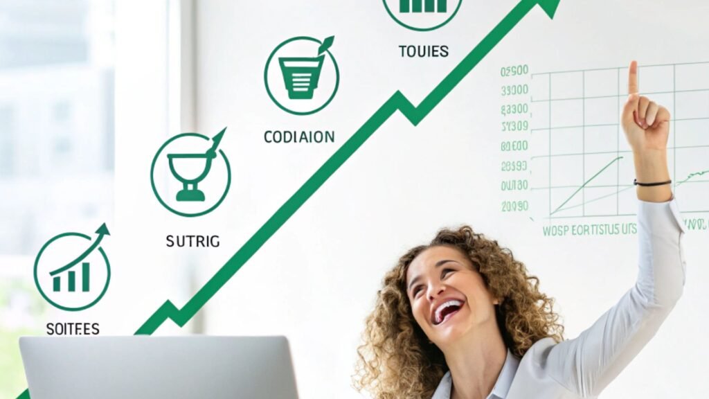 Gráfico con aumento de tráfico orgánico y conversión de leads en un blog de WordPress.